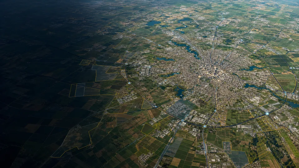 Hartă satelitară oblică Realtron pentru București și Ilfov